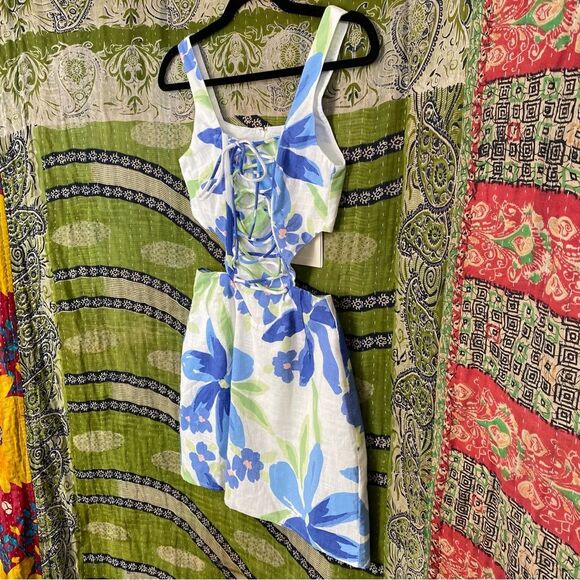 NWT Sabo Paradise Floral Print Lace-Up Scorpios Mini Dress Size 2 - Picture 7 of 16